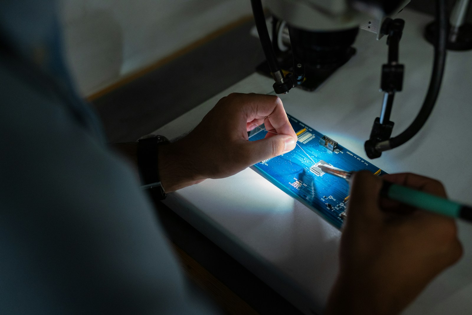 Technical professional working with industrial equipment